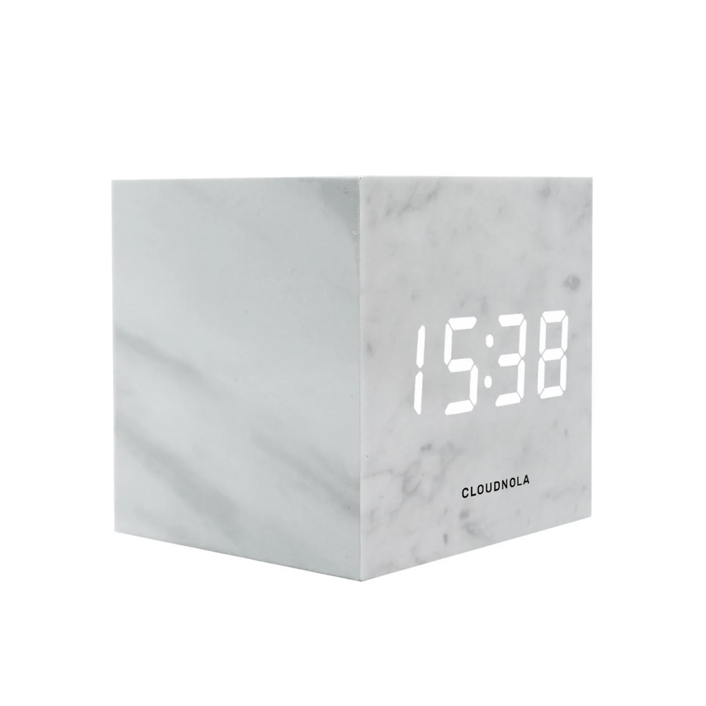 Cloudnola - White Marble Mini Block Clock